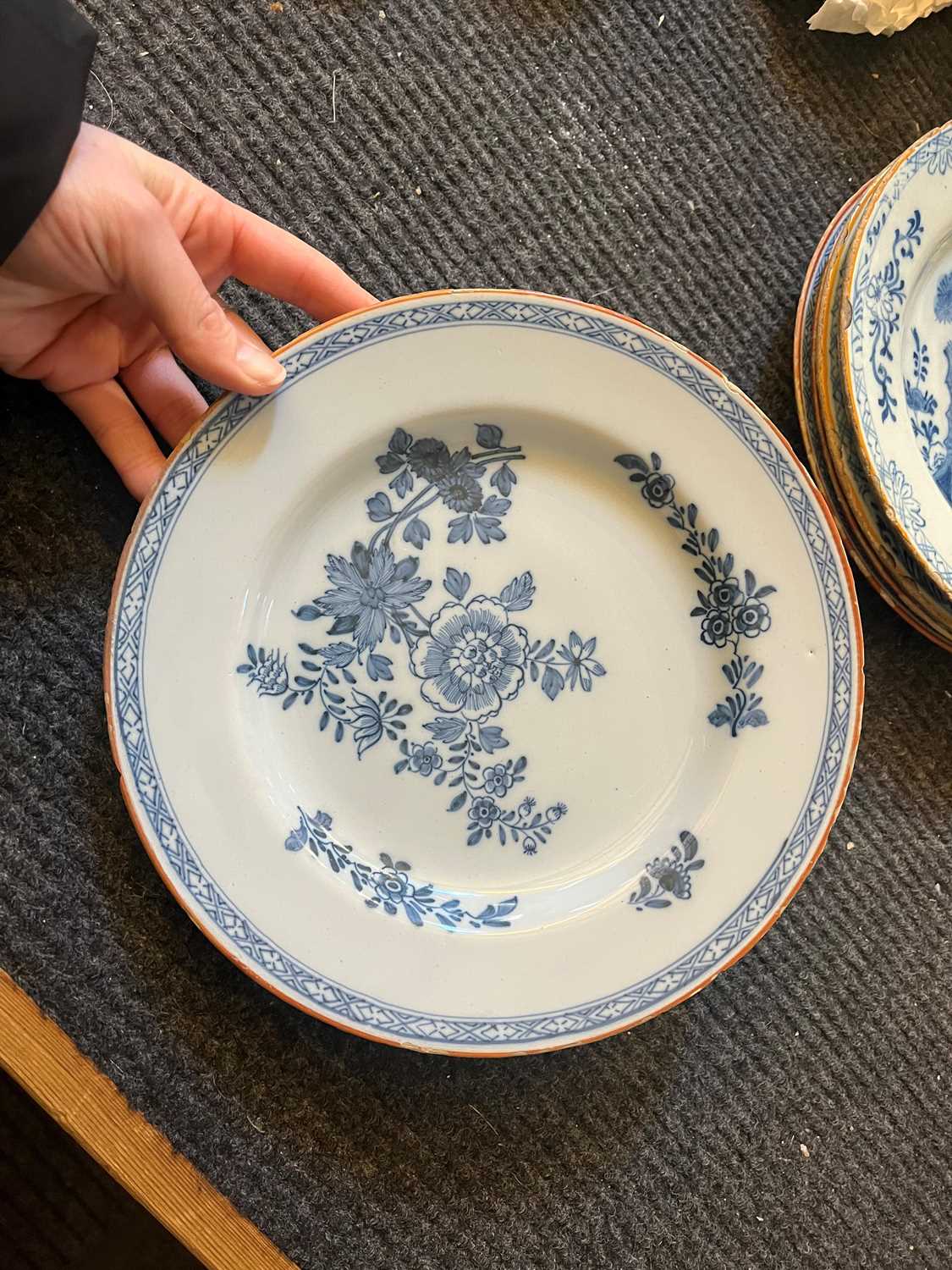 A group of five English Delft pottery plates - Image 6 of 20