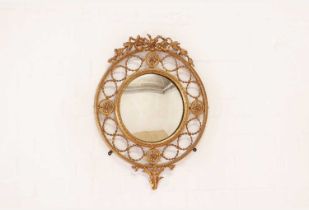 A gilt gesso convex mirror