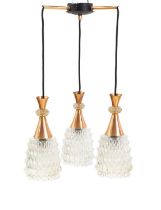 A Swedish three armed pendant light,