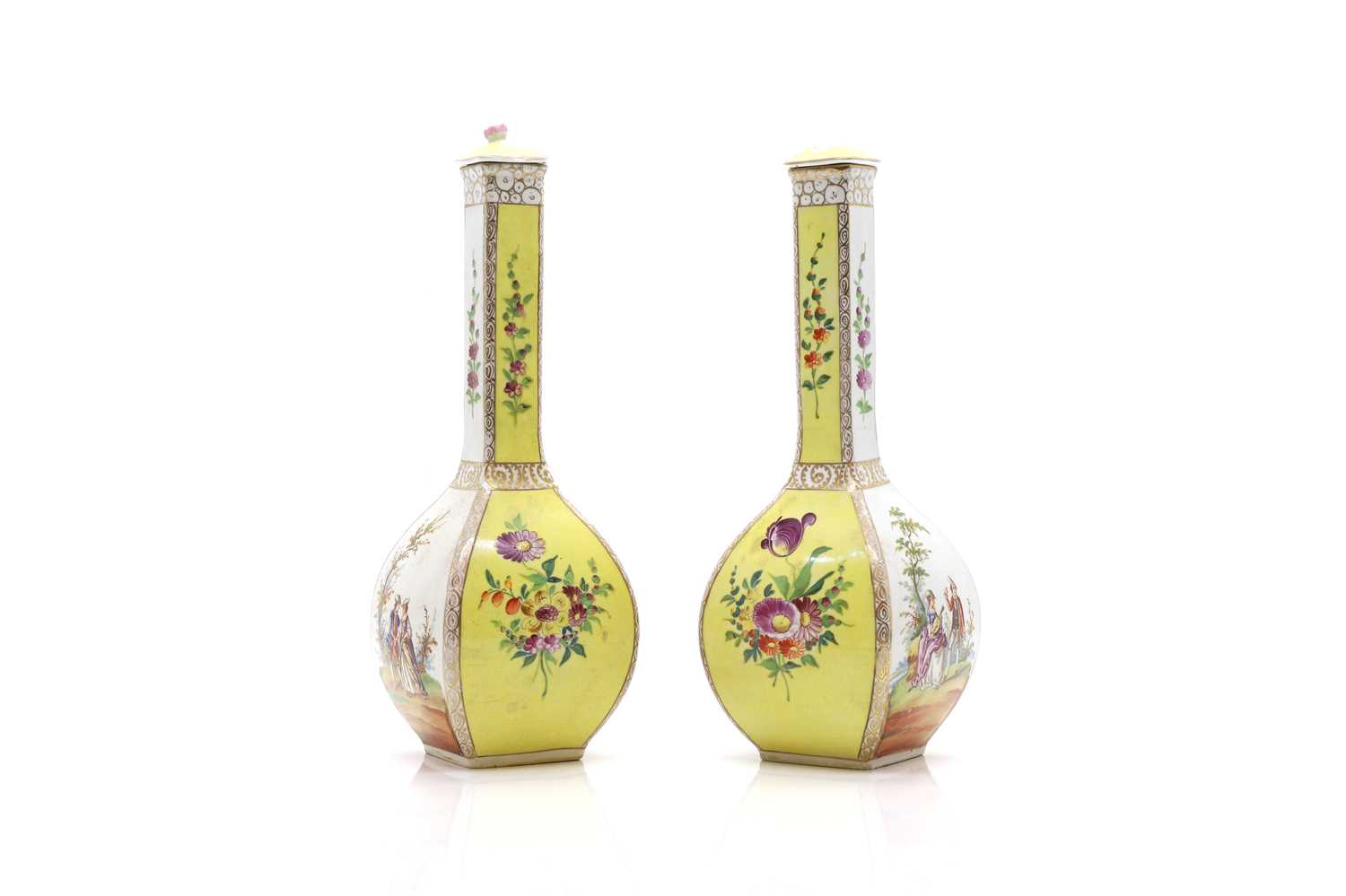 A pair of Dresden porcelain vases - Image 2 of 3