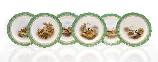 A set of six Royal Worcester porcelain game bird plates