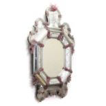 A Venetian cut and etched glass mirror,
