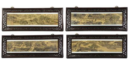 A set of four Chinese porcelain panels,