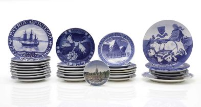 A group of thirty Royal Copenhagen Year and Commemorative plates,