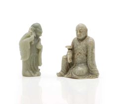 Two Chinese jade monks,