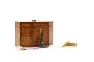 A George III inlaid satinwood tea caddy,