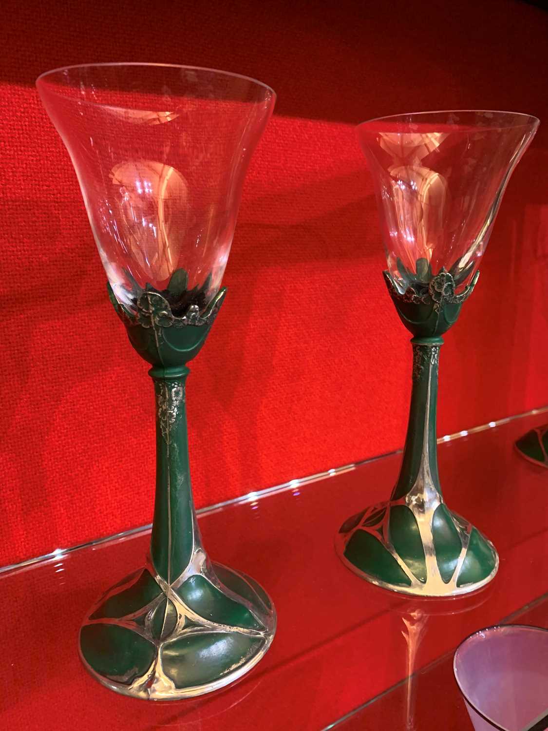 A set of six Art Nouveau-style wine glasses, - Image 2 of 8