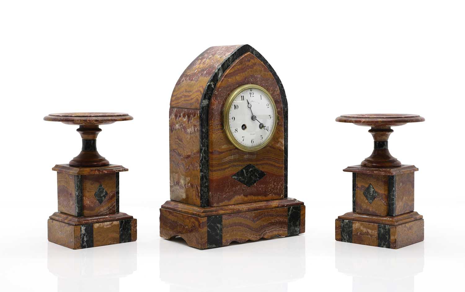 A French marble clock garniture, - Image 2 of 3