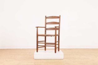 An ash ladderback elbow chair,
