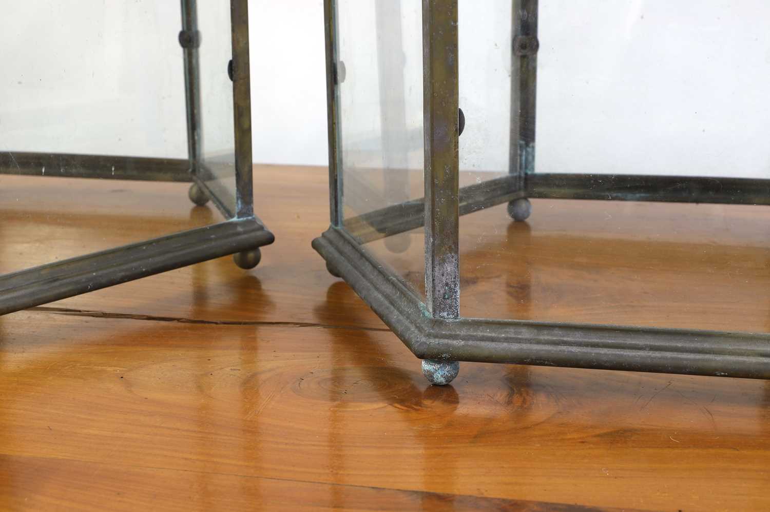 A pair of George III style hall brass lanterns, - Image 4 of 4