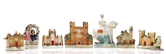 A group of five Staffordshire 'Cottage' pastille burners