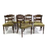 Seven Regency mahogany bar back dining chairs,