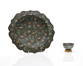 A Chinese cloisonné plate,