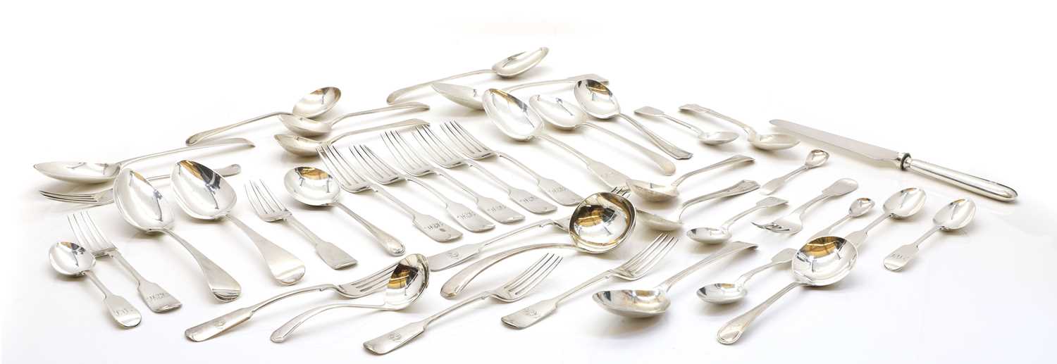 A collection of silver flatware