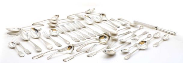 A collection of silver flatware