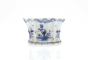 A Delft blue and white pottery flower trough,