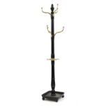 A mahogany and brass coatstand,