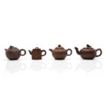 A collection of four Chinese Yixing stoneware teapots,