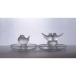 A Lalique glass 'deux colombes' cendrier