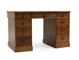 A mahogany pedestal desk,