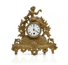 A gilt metal mantle clock,