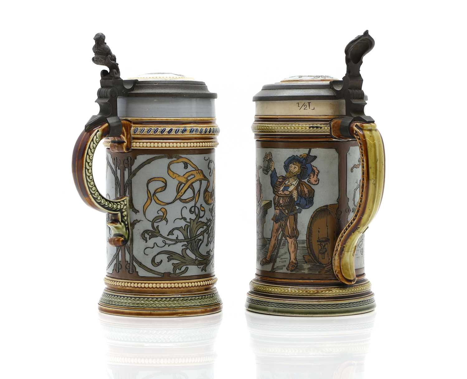 Two Mettlach stoneware beer steins, - Image 2 of 4