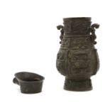 A Chinese bronze hu vase,