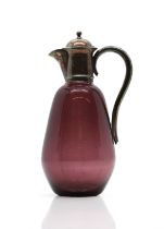 A late Victorian silver and amethyst glass carafe,