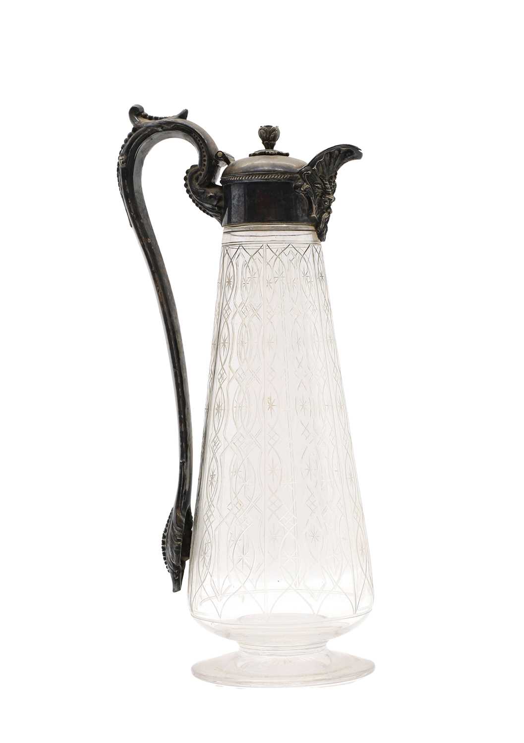 A Victorian silver-plated and crystal glass claret jug, - Image 2 of 4