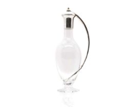 A silver and crystal glass 'Curve' claret jug,