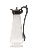 A Victorian silver-plated and crystal glass claret jug,