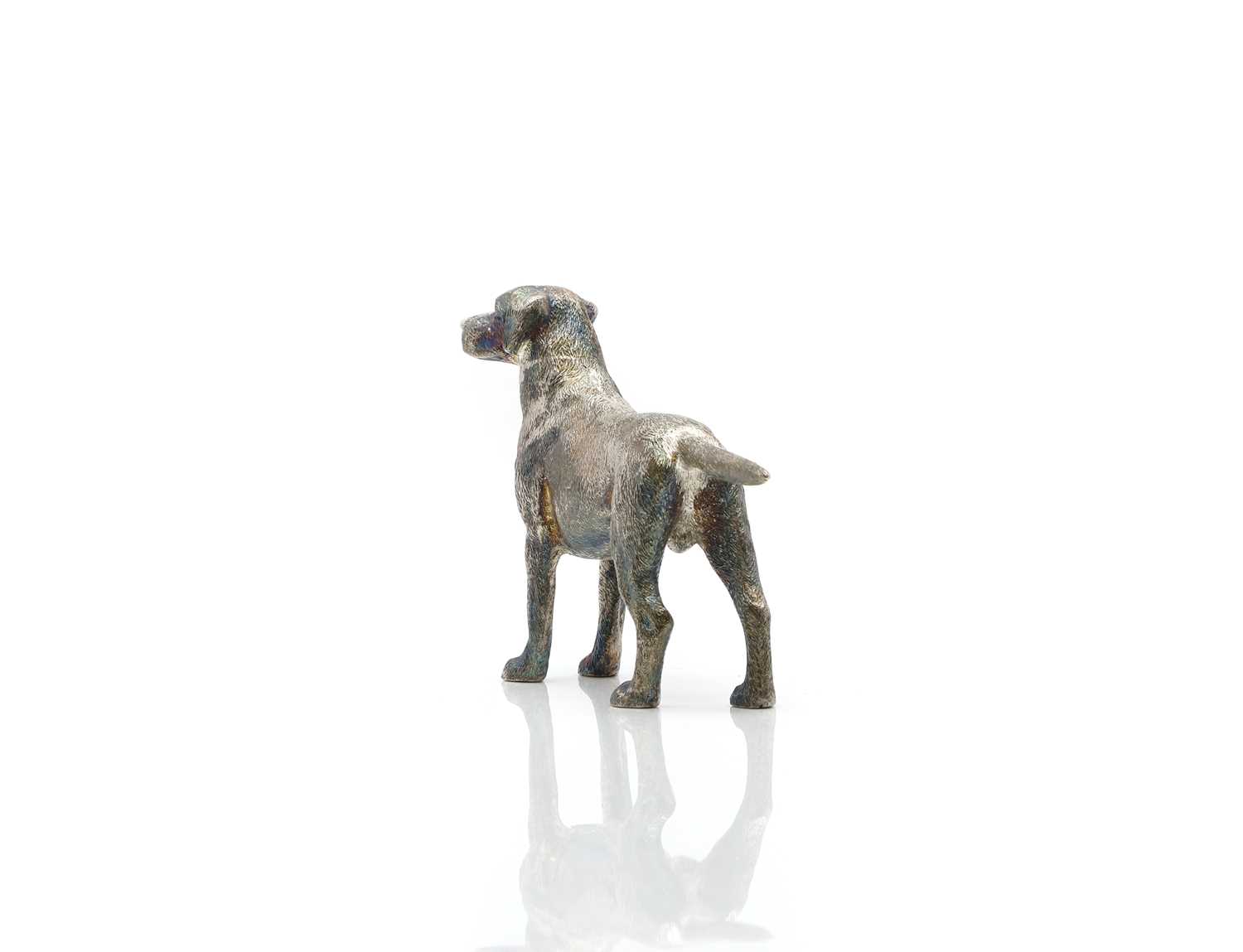 A cast silver model of a labrador, - Image 3 of 6