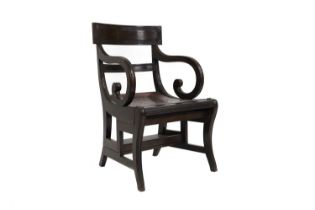 A metamorphic mahogany elbow chair,