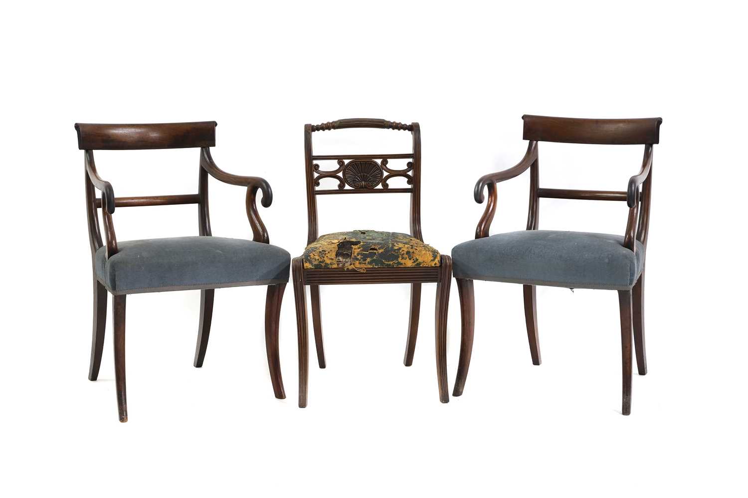 A pair of Regency mahogany chairs,