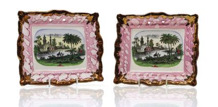 A pair of Sunderland lustre ware wall plaques