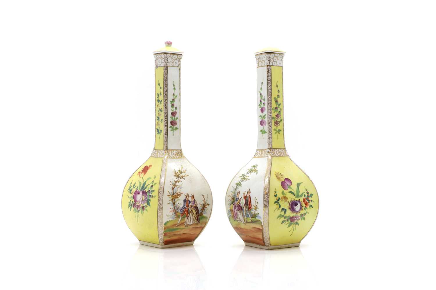 A pair of Dresden porcelain vases