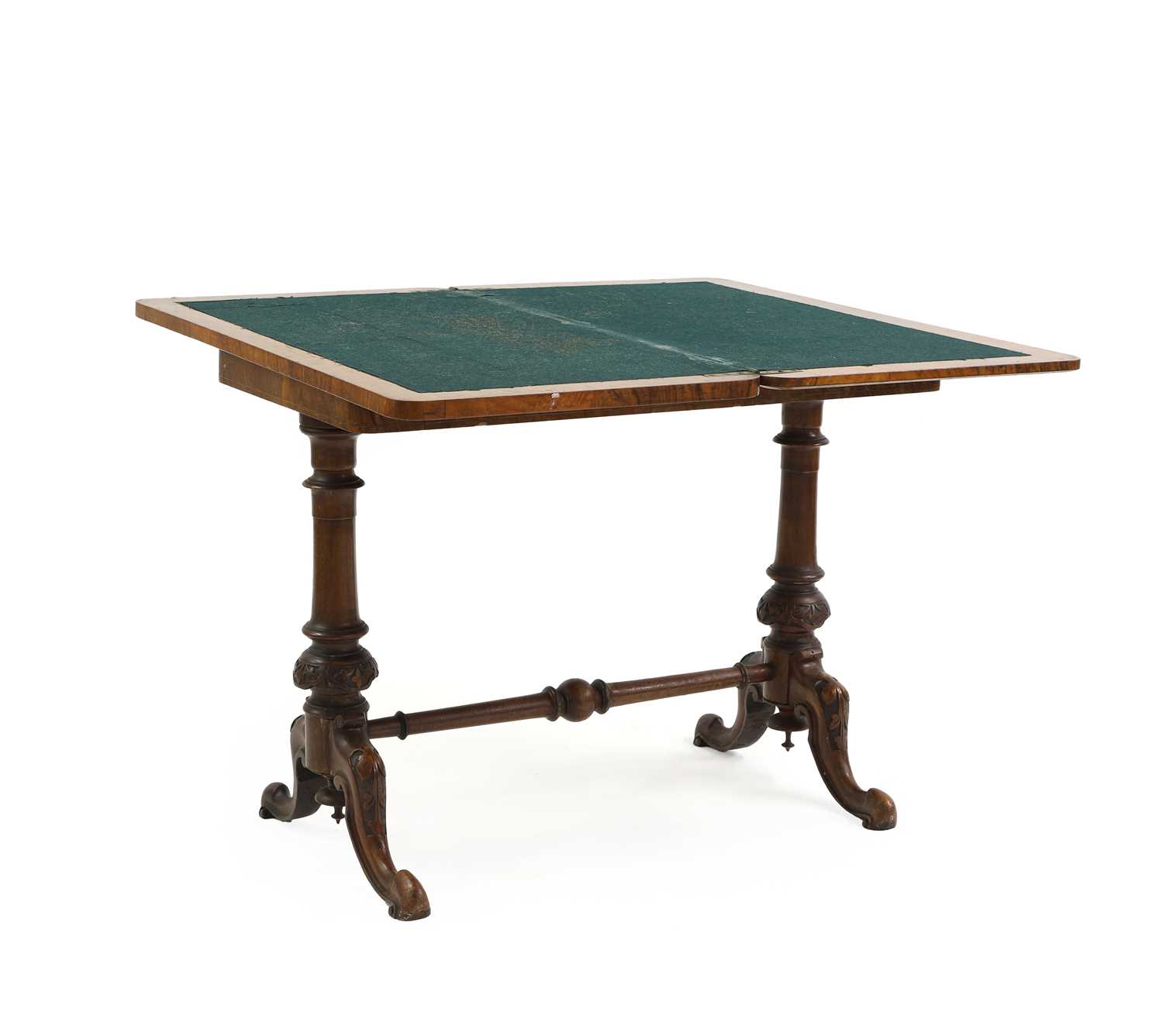 A Victorian inlaid burr-walnut card table, - Image 2 of 4