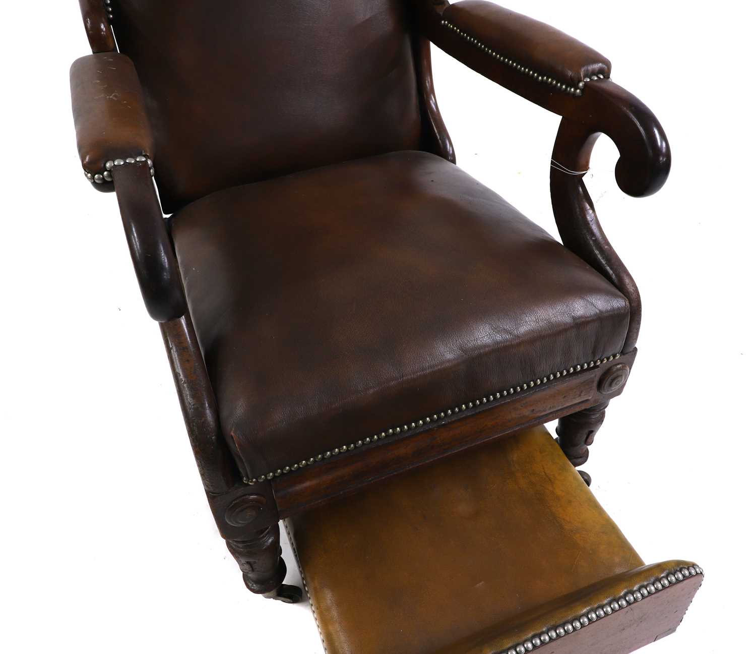 A mahogany and leather reclining library armchair, - Image 4 of 4