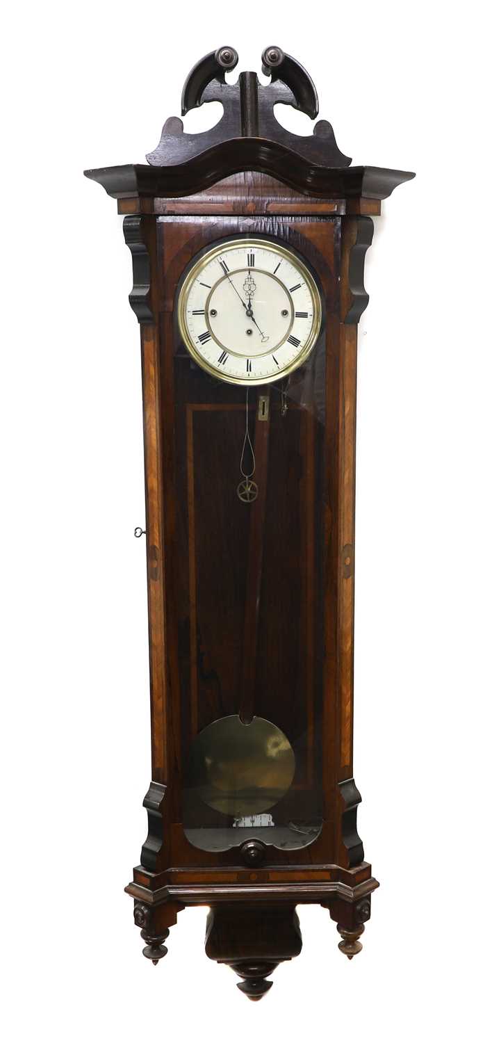 A rosewood Vienna regulator wall clock