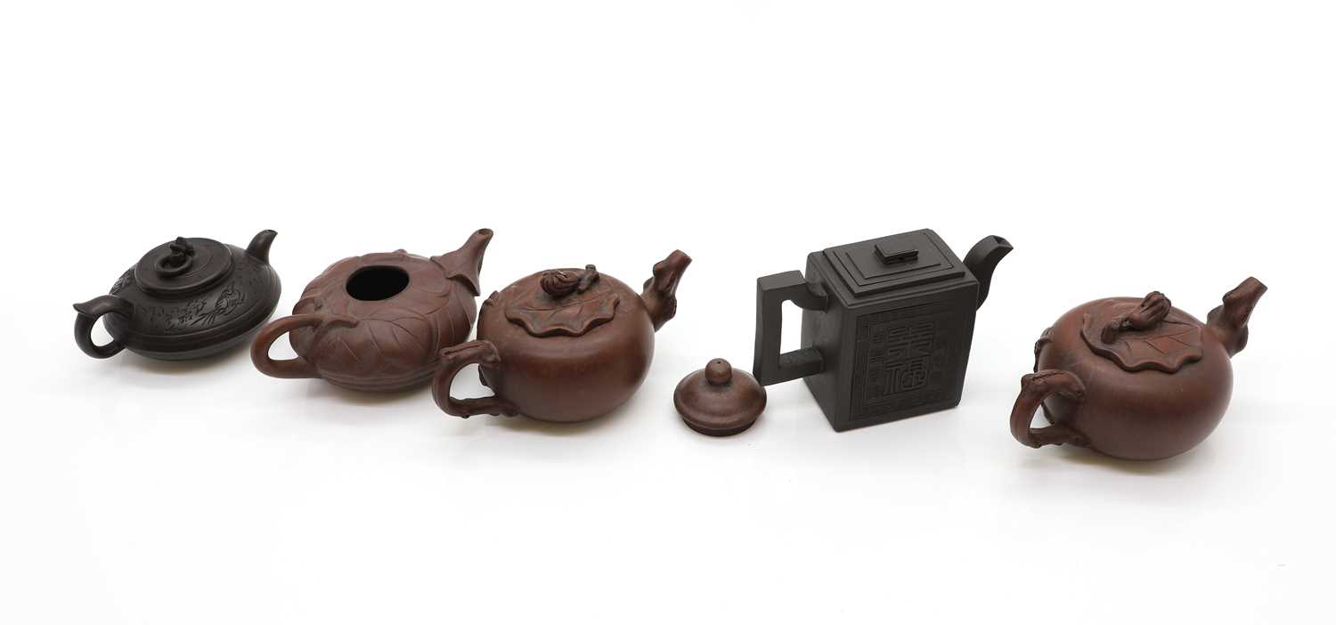 A group of five Chinese Yixing stoneware teapots, - Image 3 of 13