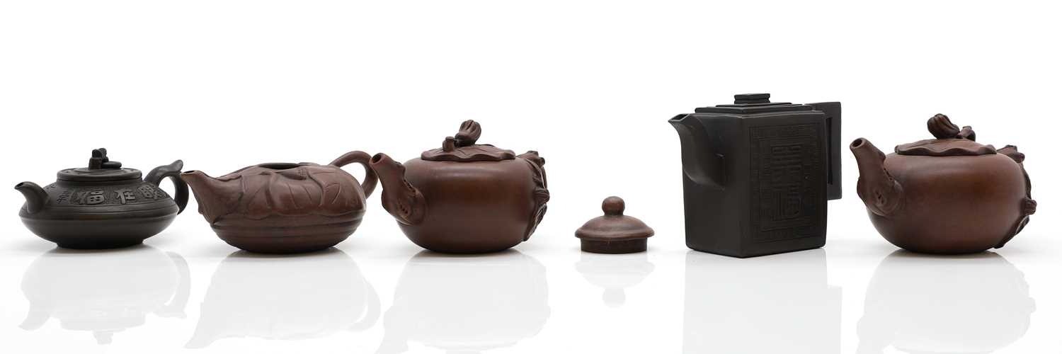 A group of five Chinese Yixing stoneware teapots, - Image 2 of 13