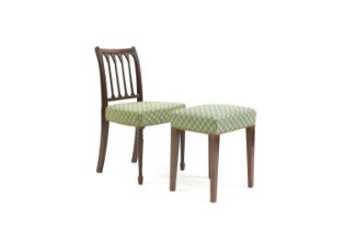 A Sheraton period mahogany side chair and a similar stool,