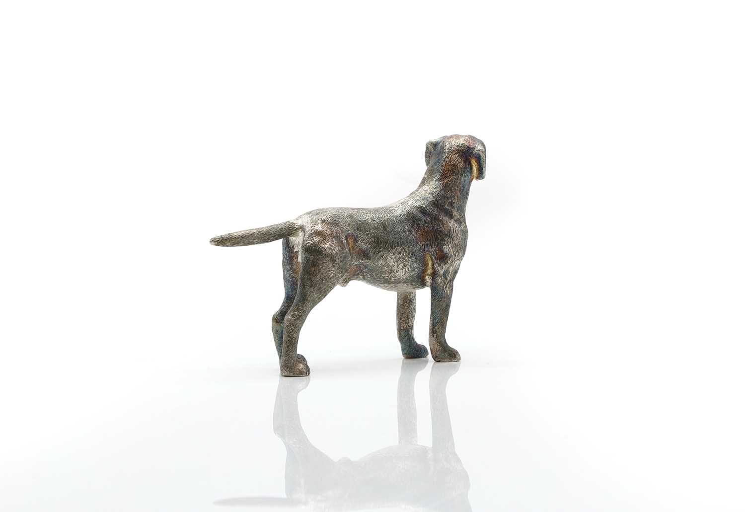 A cast silver model of a labrador, - Image 2 of 6