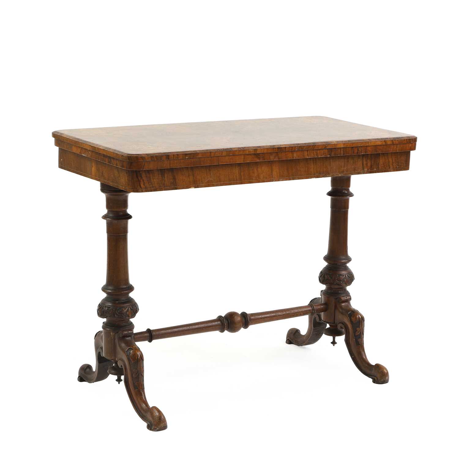 A Victorian inlaid burr-walnut card table,