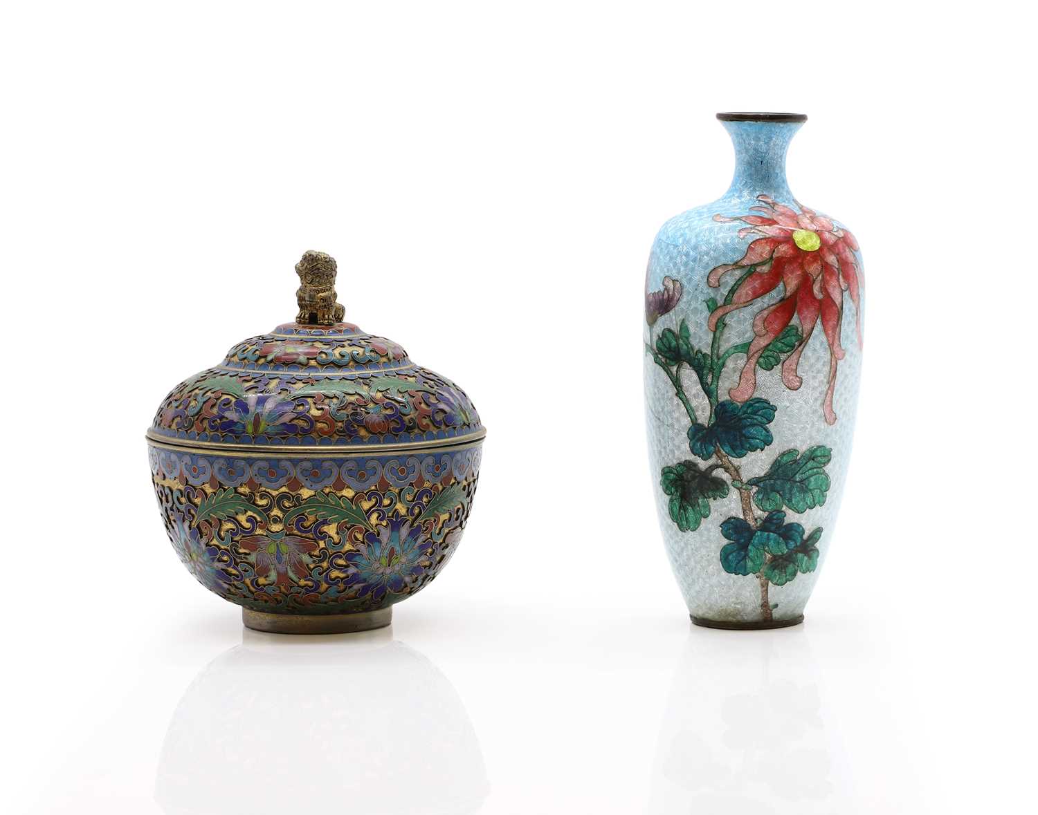 A Chinese cloisonne box and cover,