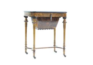 A Victorian inlaid burr-walnut work table,