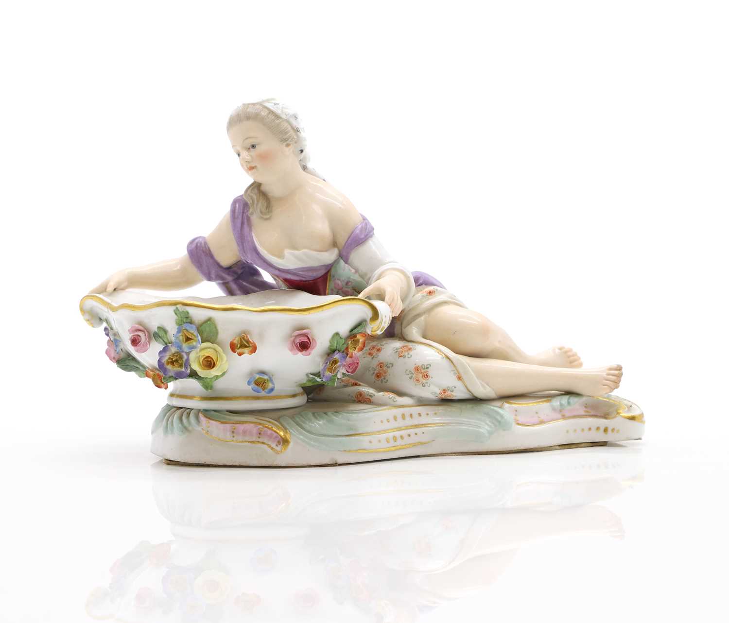 A Meissen porcelain figural salt,