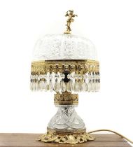 A cut glass table lamp,