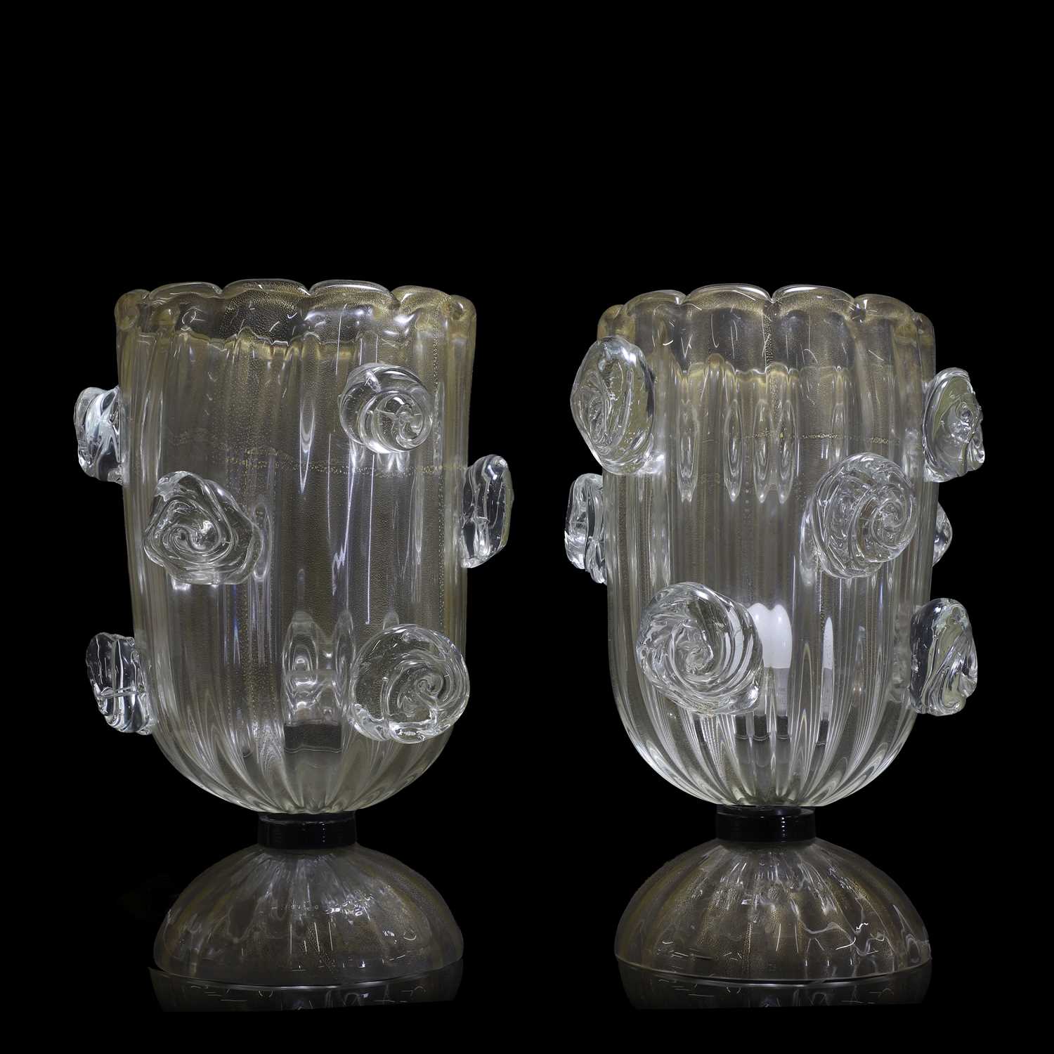 A pair of Italian Murano glass table lamps,