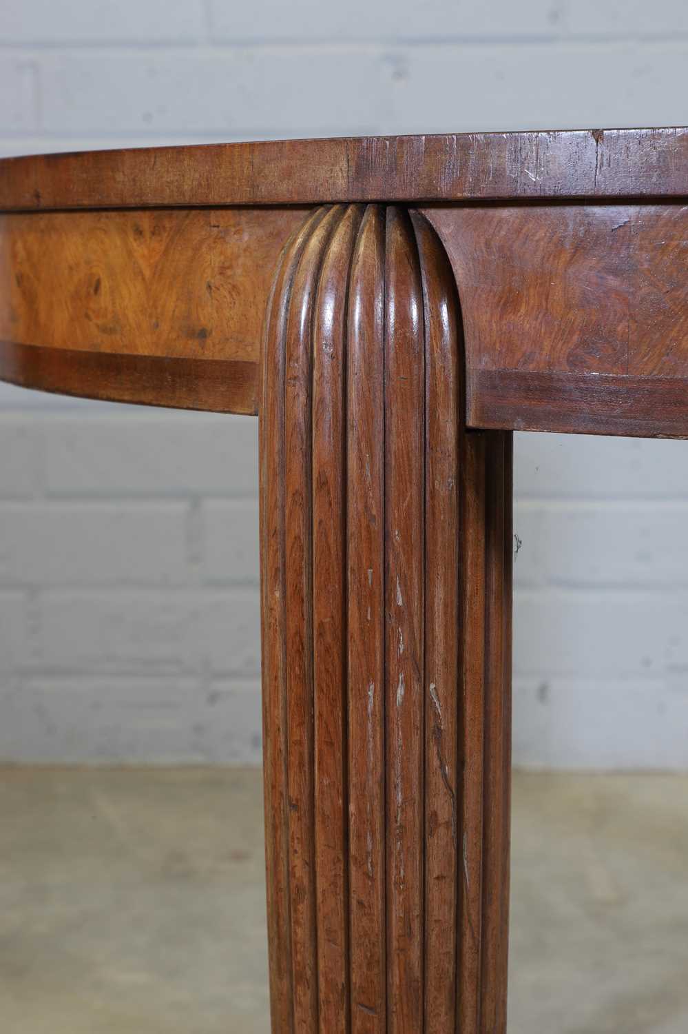A French Art Deco walnut and mahogany dining table, - Image 4 of 10